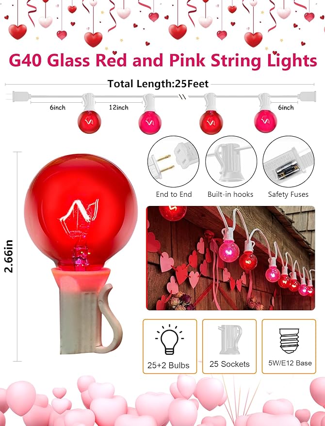 25ft Christmas LED String Lights, Waterproof Timer Lights