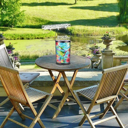 Afirst Solar Lantern Outdoor Hanging Glass Peacock Lights Waterproof Solar Lamp for Garden Yard Tree Desk Decor