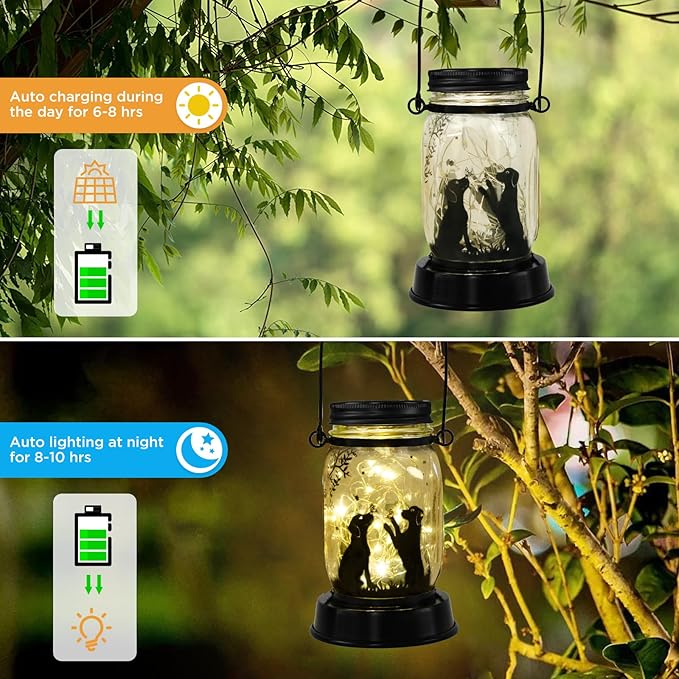 Dog Lover Gifts for Mother,Grandma,Women Who has Everything ,Solar Lanterns Outdoor Garden Gift, Dog Lantern for Mothers Day ,Christmas, Thanksgiving Day, Birthday