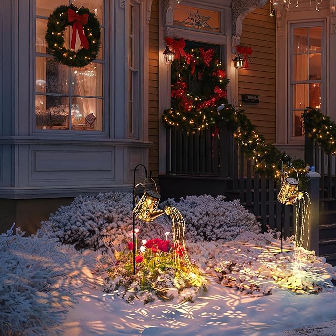 Solar Lights Outdoor Decor, Perfect Gardening Gift for Mom Women Grandma, Thoughtful Birthday Present, Hanging Lanterns Watering Can Lights for Garden, Yard, Porch, Patio Backyard Decoration