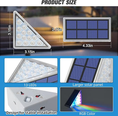 NIORSUN Solar Step Lights,8 Pack RGB Solid Color Changing Solar Stair Lights Outdoor Waterproof IP67 Auto On Off,Solar Lights for Steps,Stair,Patio,Yard,Porch,Front Door,Deck Decor