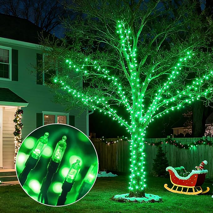 33ft 100 LED Green Battery Operated Christmas Tree Lights 8 Modes String Lights Indoor Outdoor for Christmas Tree Halloween Holiday Party Bedroom Classroom Decoration
