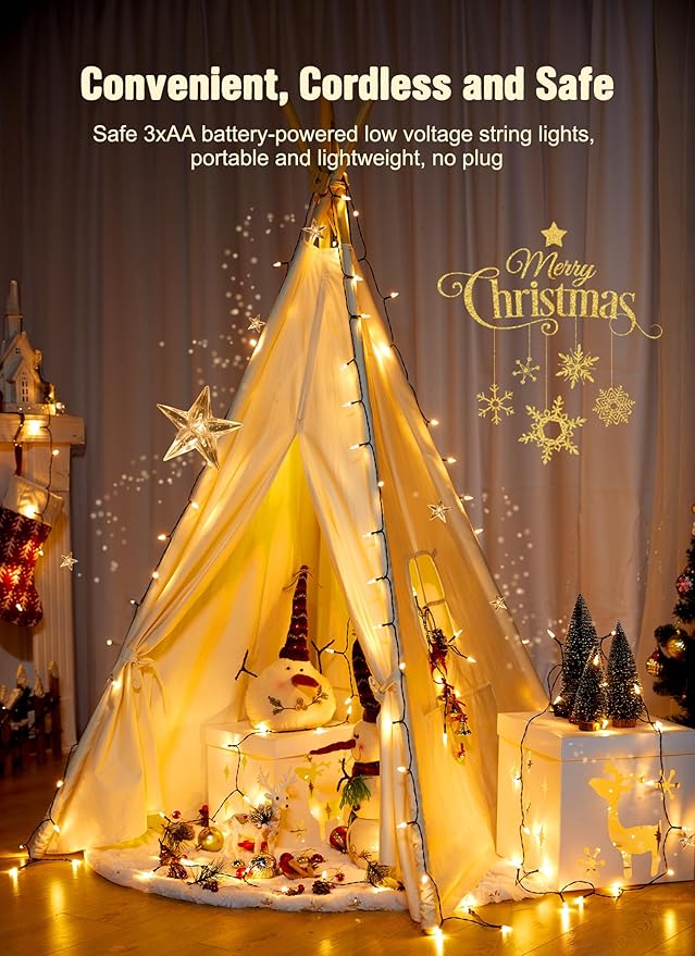 4-Pack Christmas String Lights, 8ft 20 LED Waterproof Twinkle Lights