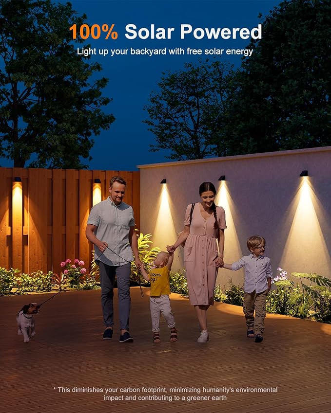 12-Pack Warm White Solar Fence Lights, Outdoor LED