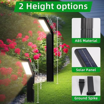 Solar Pathway Lights Outdoor 3 Modes (White/Natural/Warm), 90 LEDs Solar Path Lights with 2 Mounting Ways, Adjustable Height, IP65 Waterproof for Garden, Yard, Driveway, Walkway