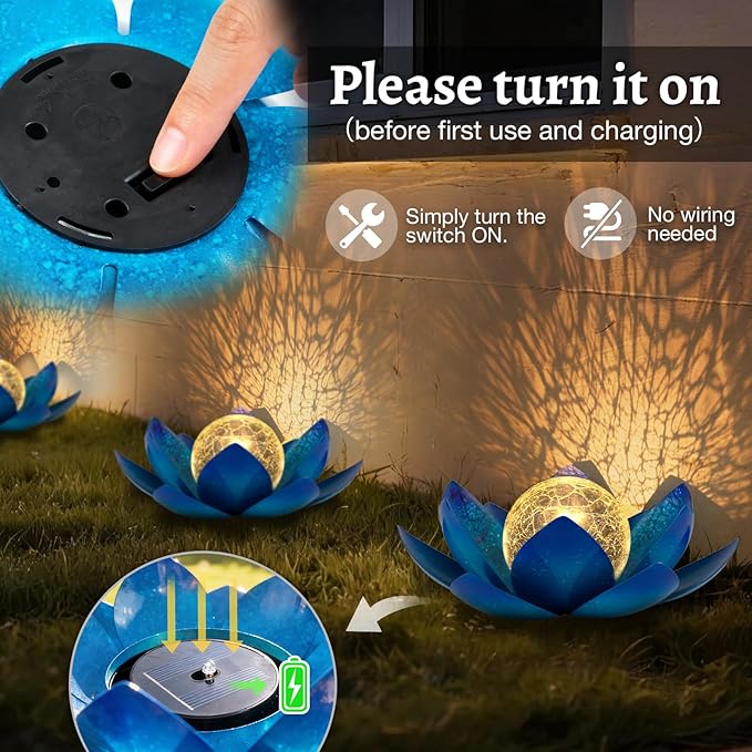 Blue Solar Path Lights, Outdoor Yard LED