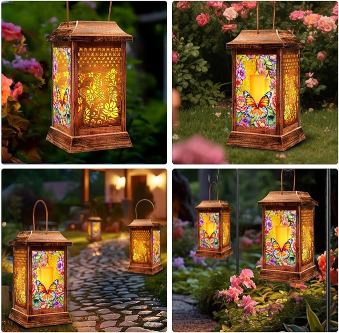 Butterfly Solar Lantern Set, Classic Patio Lighting