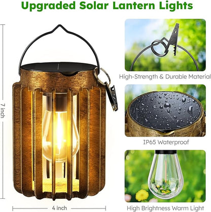 Solar Lanterns Outdoor Waterproof, Brighter Up to 12 Hrs Outdoor Hanging Solar Lights, Outside Hanging Lanterns for Garden Porch Patio Yard Decor, Gifts for Women Mom Father 2 Pack