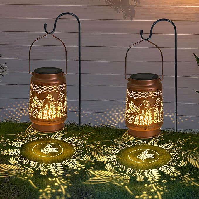 Solar Hummingbird Lanterns, Yard Hanging LED Decor