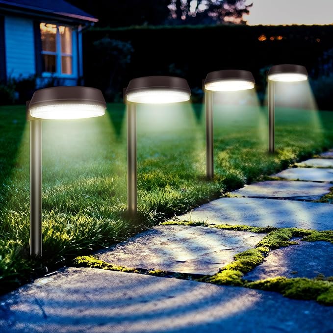 Tall Solar Path Lights, Accurate Dark/Light Sensor Pathway Lights Solar Powered,Quick Charge Solar Walkway Lights Outdoor for Landscape Lighting