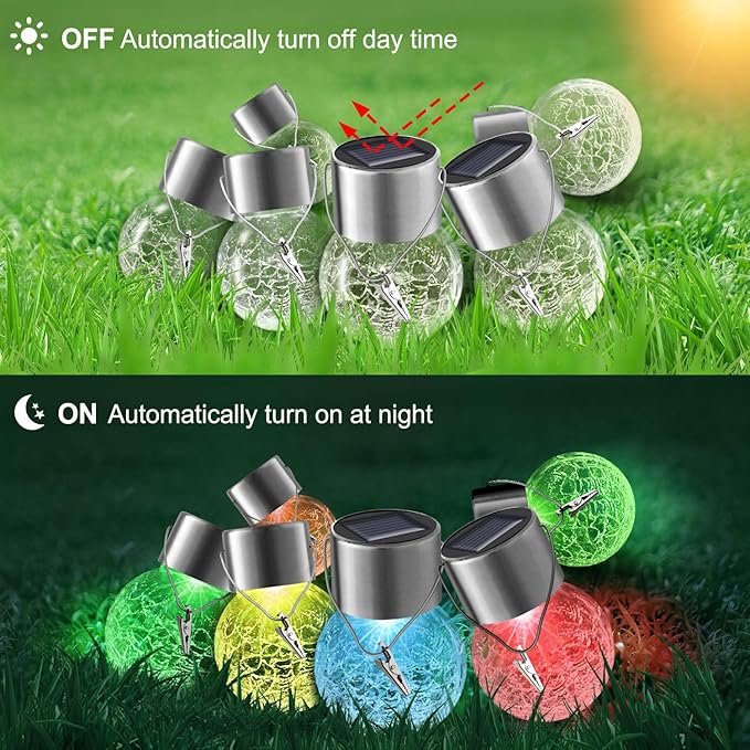 24-Pack Globe Solar Lanterns, Waterproof LED Porch Lights