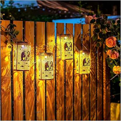 Penguin Solar Lanterns Outdoor Waterproof Hanging Solar Lights Penguin Gifts for Women Men Metal Decorative LED Lanterns for Garden Decor,Yard,Patio,Lawn,Tabletop,Pathway