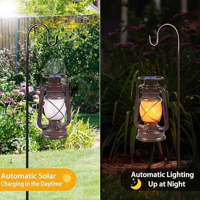 Solar Hanging Lanterns 2-Pack, Outdoor Hanging LED Decor