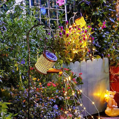 Solar Watering Can with Lights - Outdoor Garden Decor, Waterproof Hanging Lantern Landscape Lights for Yard, Patio, Pathway