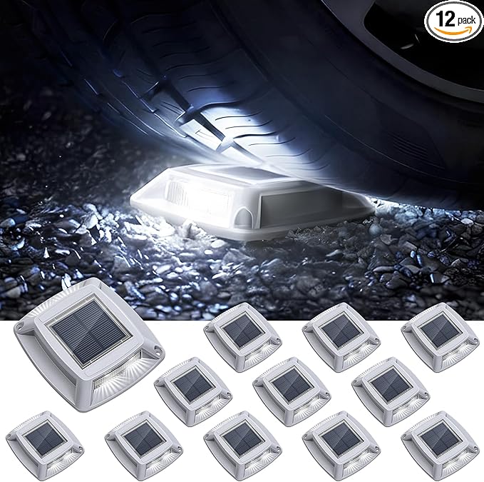 12-Pack Solar Gutter Lights, White Waterproof LED