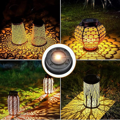 ELUTENG Solar Light Replacement Top 4 Pack (Top Size 2.76 inch, Bottom Size 2.42 inch) LED Solar Lantern Light Lids Outdoor Waterproof Replacement Solar Light Tops Warm White LED