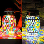Mosaic Solar Lantern Set 2-Pack, Metal Porch Lighting