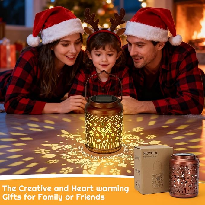 Butterfly Solar Lanterns Outdoor Waterproof - Metal Garden Decor Hanging Solar Lights Butterfly Decorations for Patio Yard Lawn Porch Pathway,Unique Gifts for Women Mom Grandma