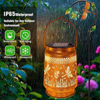Garden Solar Hanging Lanterns 2-Pack, Metal Backyard Decor
