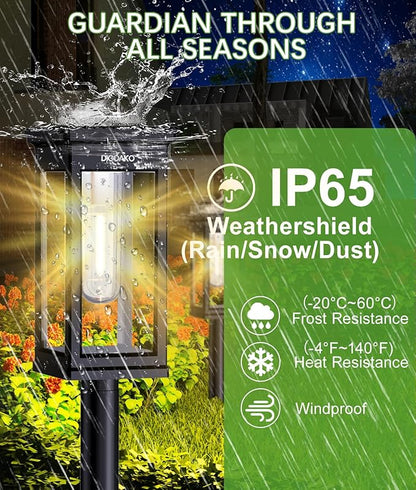 Solar Pathway Lights, 8 Pack Solar Lights Outdoor Waterproof IP65, Auto On/Off Outdoor Solar Lights for Pathway, Garden, Yard, Walkway, Lawn, Patio, Driveway, Landscape Decor Lighting, Black