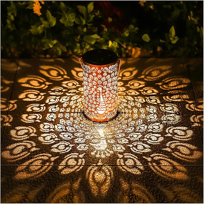 Peacock Solar Yard Lanterns, Classic Waterproof LED
