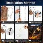 Metal Hummingbird Solar Lanterns for Outdoor, Waterproof LED