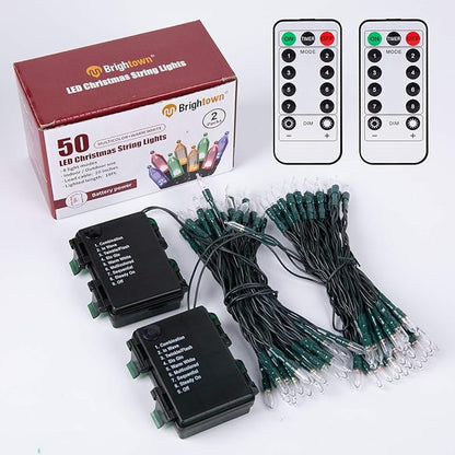 2-Pack Christmas String Lights, 50 LED Waterproof Twinkle Lights