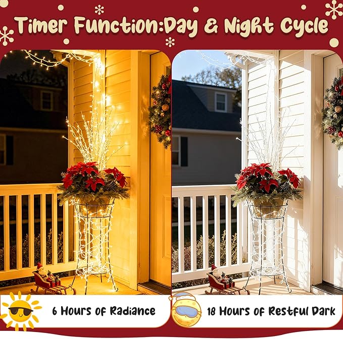 Christmas String Lights Battery Operated, LED Christmas Lights Outdoor with Tiimer White Wire Mini Lights 16.4ft 50LED for Christmas Tree Garland Wedding Party Warm White