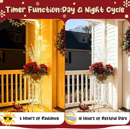 Christmas String Lights Battery Operated, LED Christmas Lights Outdoor with Tiimer White Wire Mini Lights 16.4ft 50LED for Christmas Tree Garland Wedding Party Warm White