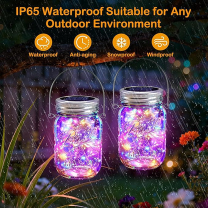 VOOKRY Solar Mason Jar Lid Lights - 10 Pack 30 Led Mason Jar Solar Lights Outdoor Fairy Lights with Hangers(No Jars) Waterproof for Mason Jar DIY Lanterns Patio Garden Decor Table Lights(Multicolor)