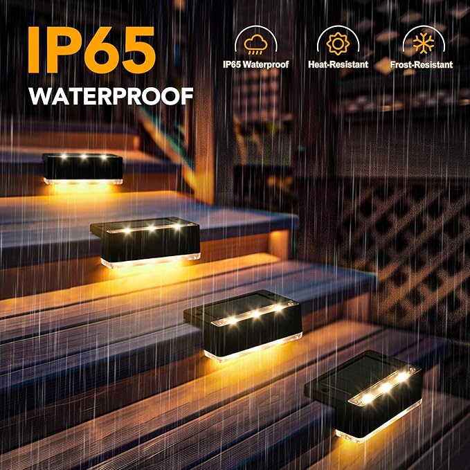 SOLPEX Solar Fence Lights, Solar Deck Lights Outdoor Waterproof Solar Powered for Step, Stair, Balcony,Front Porch,Garden, Walkway,Yard, Patio Decor, IP65 Waterproof (12 Pack, Warm White) 6 LEDs
