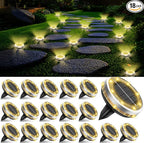 18-Pack Warm White Flat Solar Landscape Lights, Waterproof LED