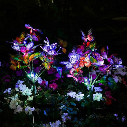 Solar Garden Lights Solar Lights Outdoor Waterproof Decorative 4 Pack with 88 LED 68 Butterfly Solar Lights for Garden Yard Decor Christmas Decorations, Gifts for Mother's Day Mom