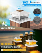 6-Pack White Solar Patio Post Lights, Outdoor LED Caps
