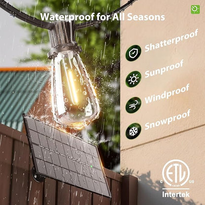 KYY 198FT(192+6) Solar String Lights Outdoor Waterproof with USB Charging & Remote, Dimmable & Timable, Solar Powered Patio Lights with LED Shatterproof Bulbs for Deck Backyard Porch Garden Camping