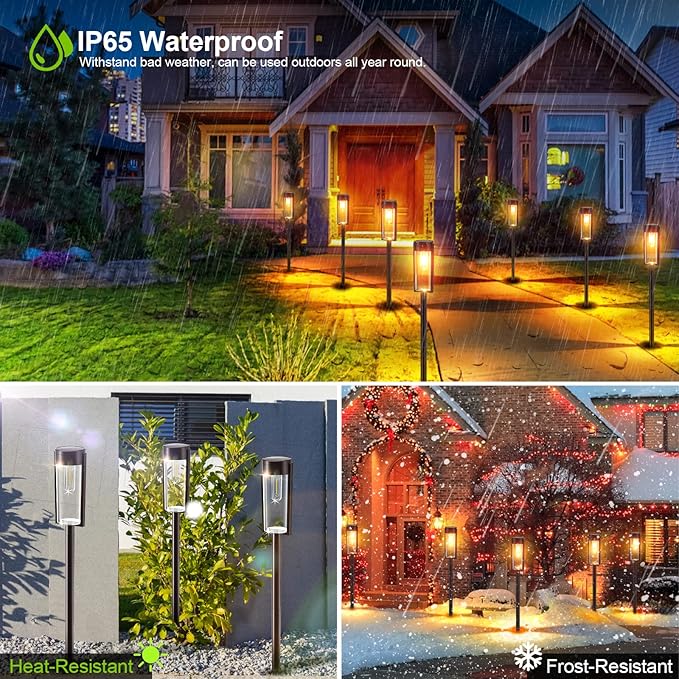 6-Pack IP65 Solar Landscape Lights for Driveway