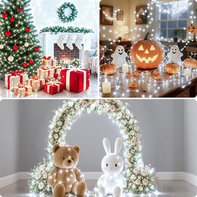 4-Pack Christmas String Lights, 33ft 100 LED Waterproof Twinkle Lights