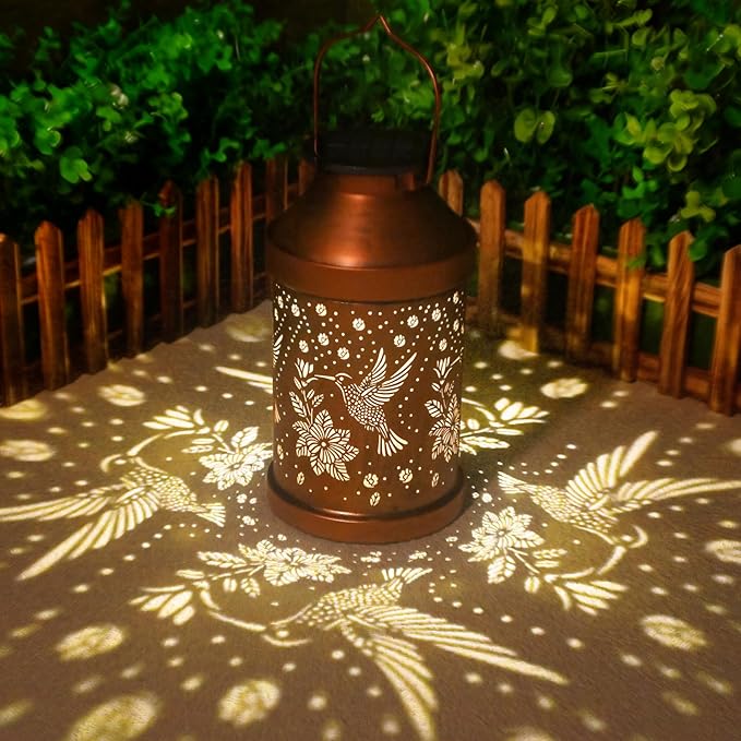 Hummingbird Solar Backyard Lanterns, Rustic Waterproof LED