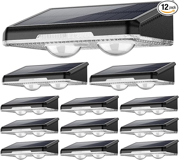 12-Pack Sleek Solar Stair Lights, Outdoor LED