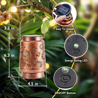 Homemory Solar Lanterns Outdoor Waterproof Sunflower Lights Garden Decor, Birthday Gifts for Women Mom Grandma, LED Hanging Solar Lights for Yard, Patio, Backyard, Porch, Lawn