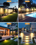 12-Pack Warm White Solar Fence Lights, Outdoor LED