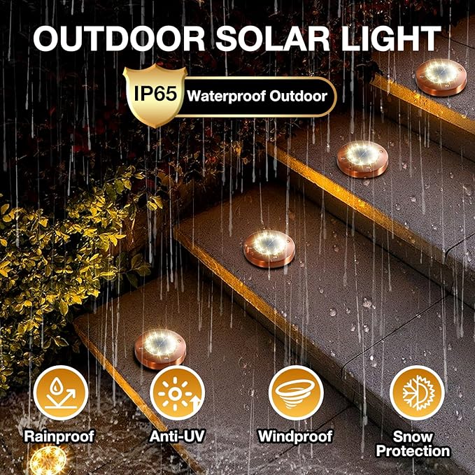 4-Pack Flat Solar Landscape Lights, Waterproof LED