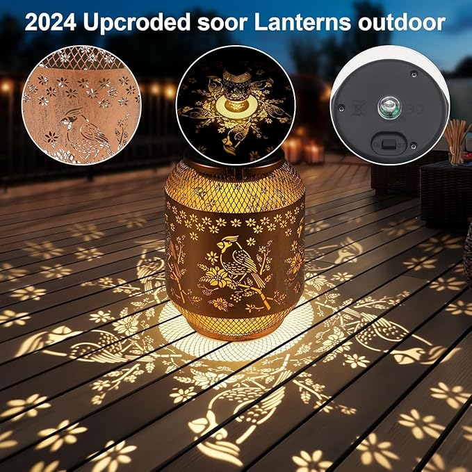 Butterfly Solar Porch Lanterns, Metal Waterproof LED