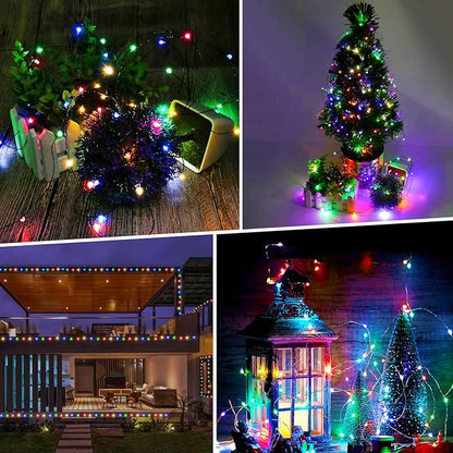 4 Pack Fairy Lights Battery Operated, 16.4 Ft 50 LED Starry Fairy Lights with Auto Timer Dark Green Copper Wire Twinkle Lights for Wedding Bedroom Christmas (Multicolor)