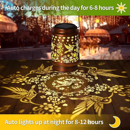 Hummingbird Solar Lanterns Outdoor Waterproof Garden Decor Christmas Gifts for Women Mom Birthday Gifts Ideas Metal Bird Decorative LED for Patio Pathway Landscape Walkway Terrace Balcony Lawn Yard