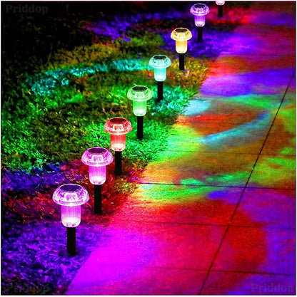 Solar Lights Outdoor Pathway Waterproof 16 Pack Color Changing LED Acrylic Mushroom Decorative Garden Lights for Yard Landscape Patio Outside Decorations