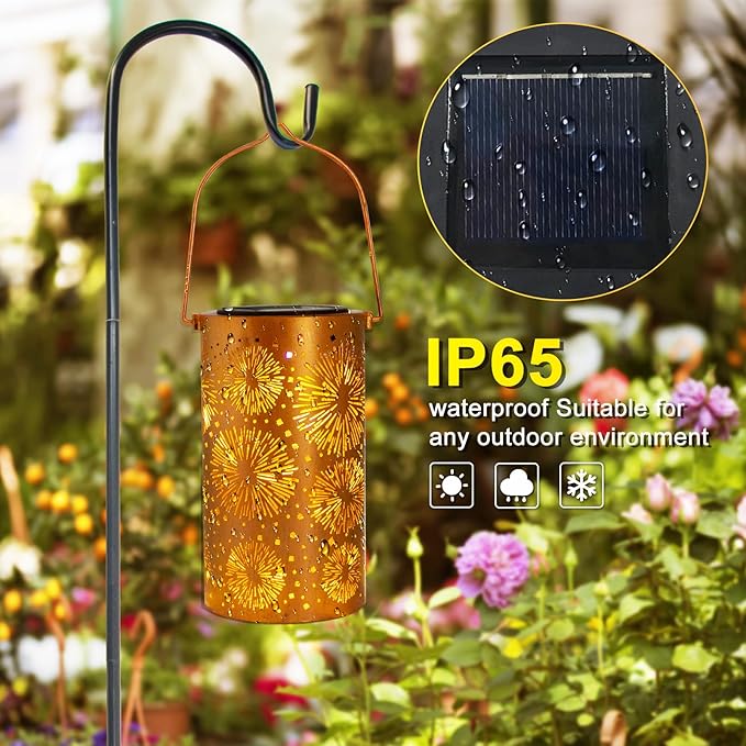 Firework Solar Hanging Lanterns, Rustic Backyard Decor
