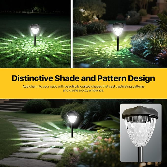 Ensenior Solar Pathway Lights Outdoor - 14.17" Height, 6500K LED Landscape Garden Lights, IP65 Waterproof, Tool-Free Auto ON/Off for Garden Yard Patio Walkway Landscape, 8-Pack