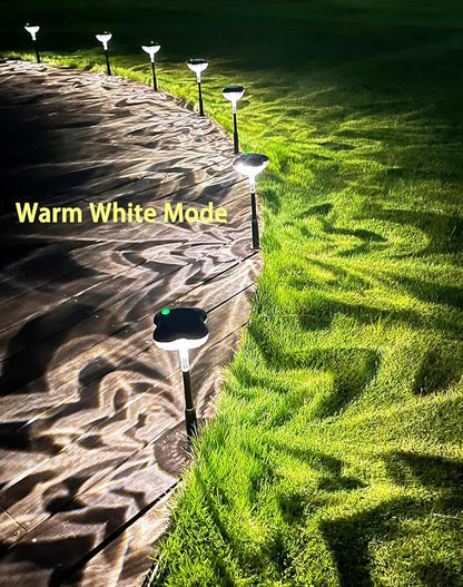 SFV 8 Pack RGB Solar Pathway Lights Outdoor, Color Changing or 7 Fixed Color Mode, Four-Leaf Clover Design, IP65 Waterproof, Auto On/Off, 800mAh Landscape Lighting for Garden Yard Lawn Landscape