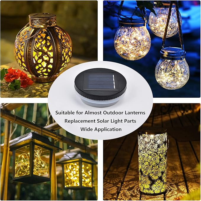 Solar Mason Jar Lid Lights 3.15 in Silicone Edge LED Replacement Top, Colorful Waterproof Light Parts for Outdoor Garden Lanterns, 3 Pack